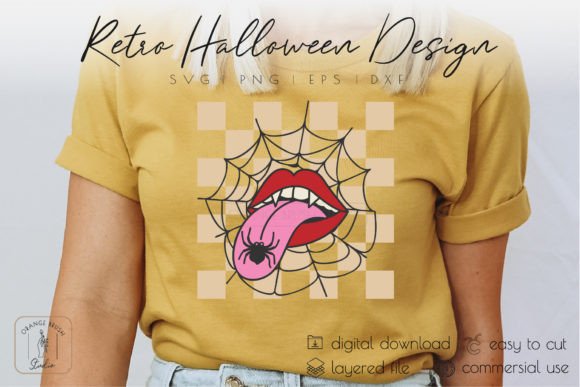 Retro Halloween SVG Vampire Spider Web